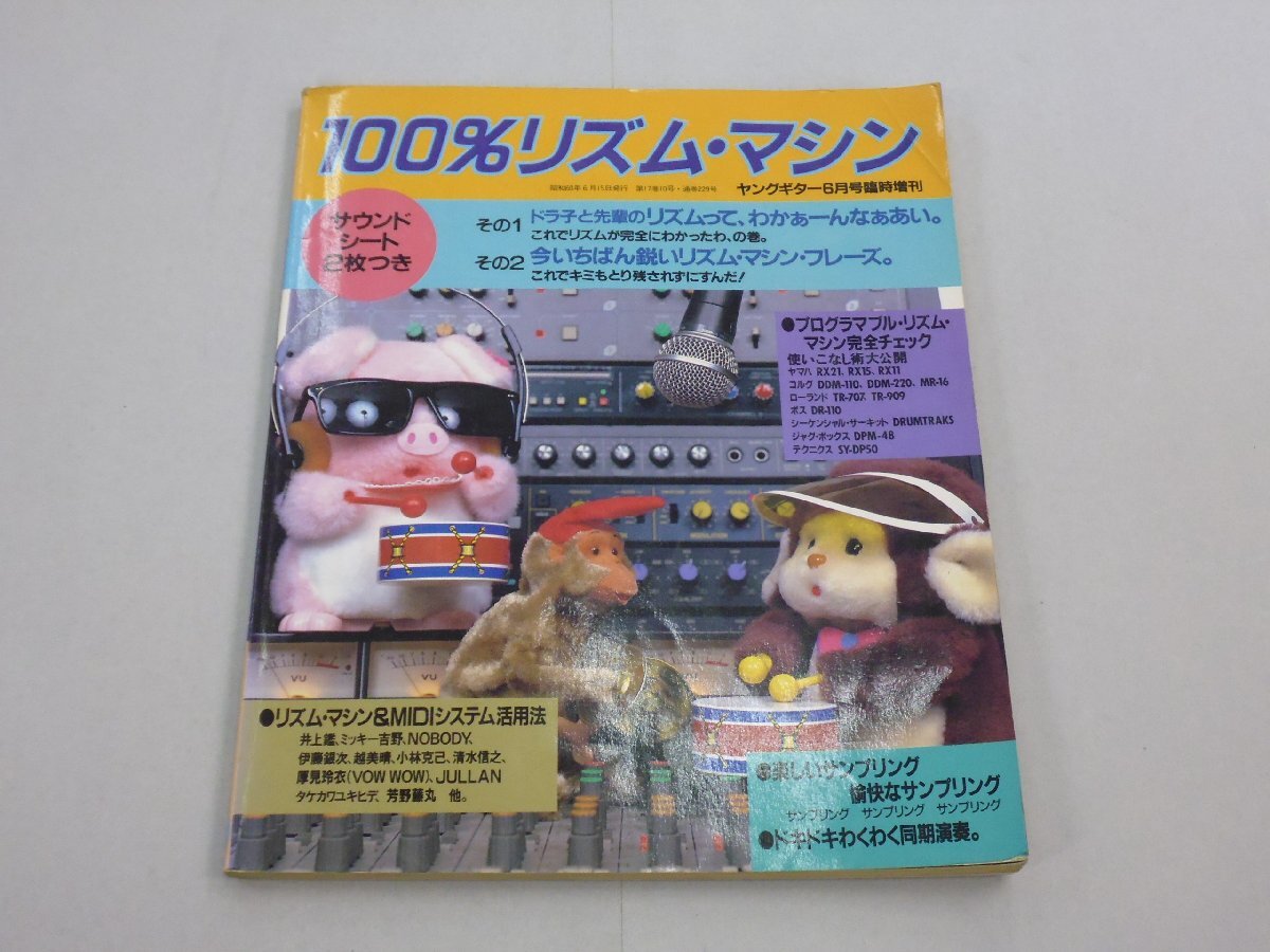 100%リズム・マシン ヤングギター6月号臨時増刊 サウンドシート2枚付 MIDIシステム活用法/サンプリング ミッキー吉野/平沢進/厚見玲衣拍卖