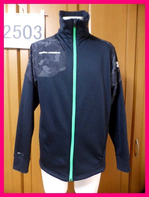 送料無料★アンダーアーマー・ジップジャケットMD-LG COLDGEAR 黒無地×カモフラ迷彩柄/アシンメトリーデザインがステキ! UNDER ARMOUR拍卖