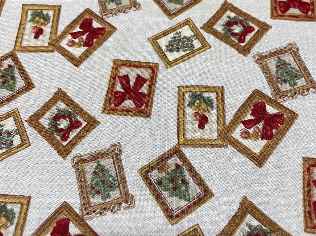 【90】クリスマス 生地はぎれ リボン 額縁 クリスマスツリー カントリー パッチワーク クリスマスキルト拍卖