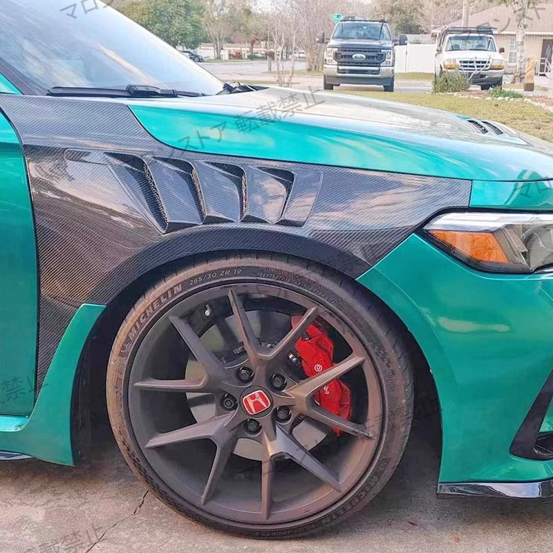 ホンダ Type R FL5 カーボンファイバー 開孔フロントフェンダー KZタイプ ヘッドサイドパネル 個性派交換 / ブラック拍卖