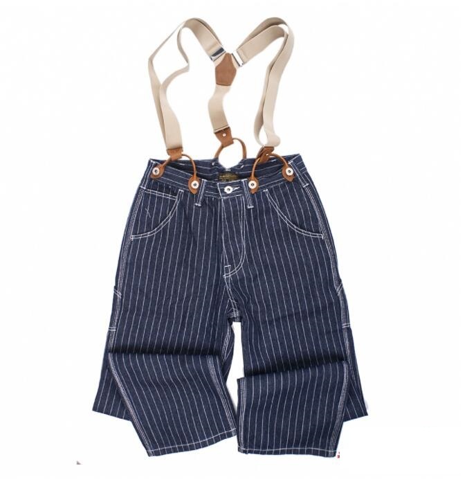 新品★ジーンズ ストライプ柄◆デニムパンツ メンズ オーバーオール つなぎ サスペンダーズボン 作業服 XL拍卖