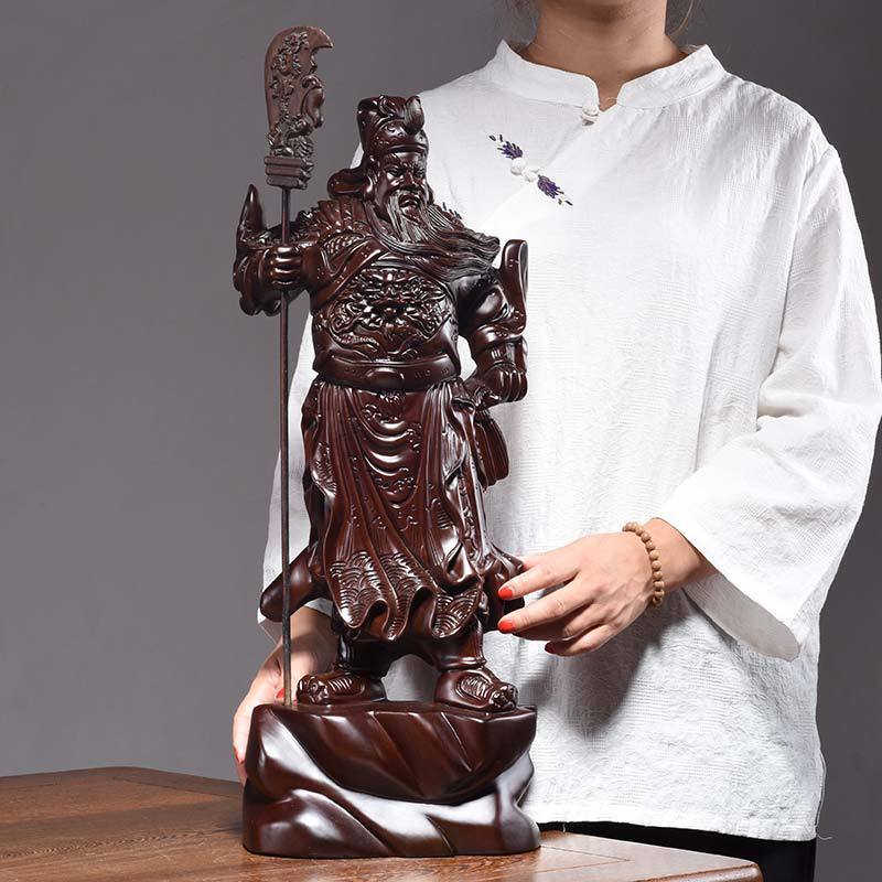 注目コラボ★武財神 仏教工芸 精密細工 関羽像 精密彫刻 中国武将 三国志 木彫仏像 美術品拍卖