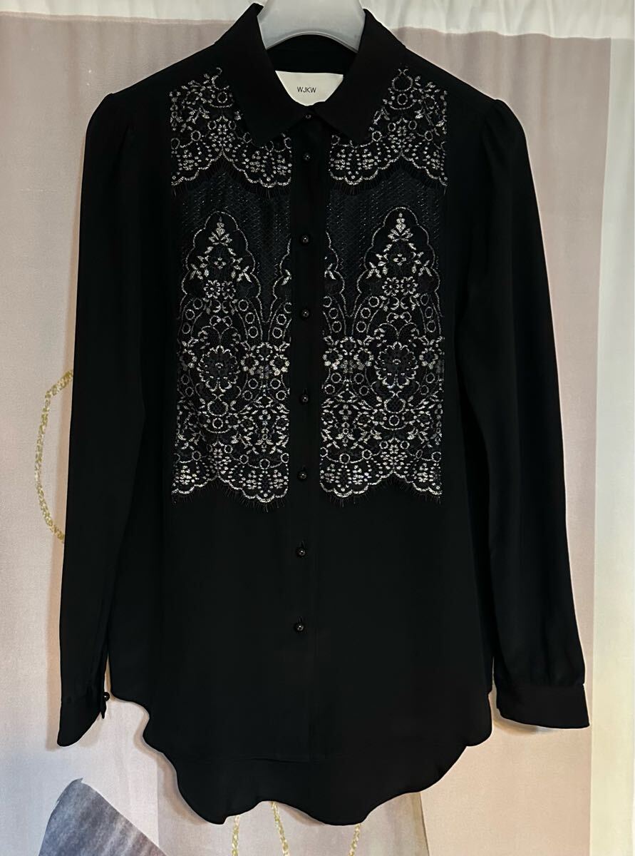 WJKW 橋本淳 レース シルク 100% Aライン ブラウス ブラック拍卖
