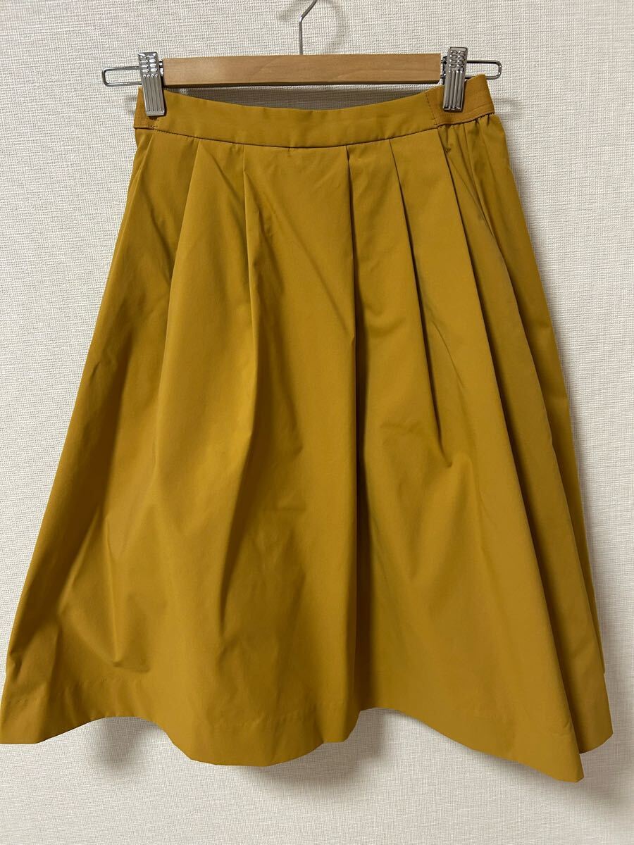 UNIQLO ドライストレッチタックスカート Sサイズ/マスタード ユニクロタフタスカート フレアスカートUNIQLOレディス美品拍卖
