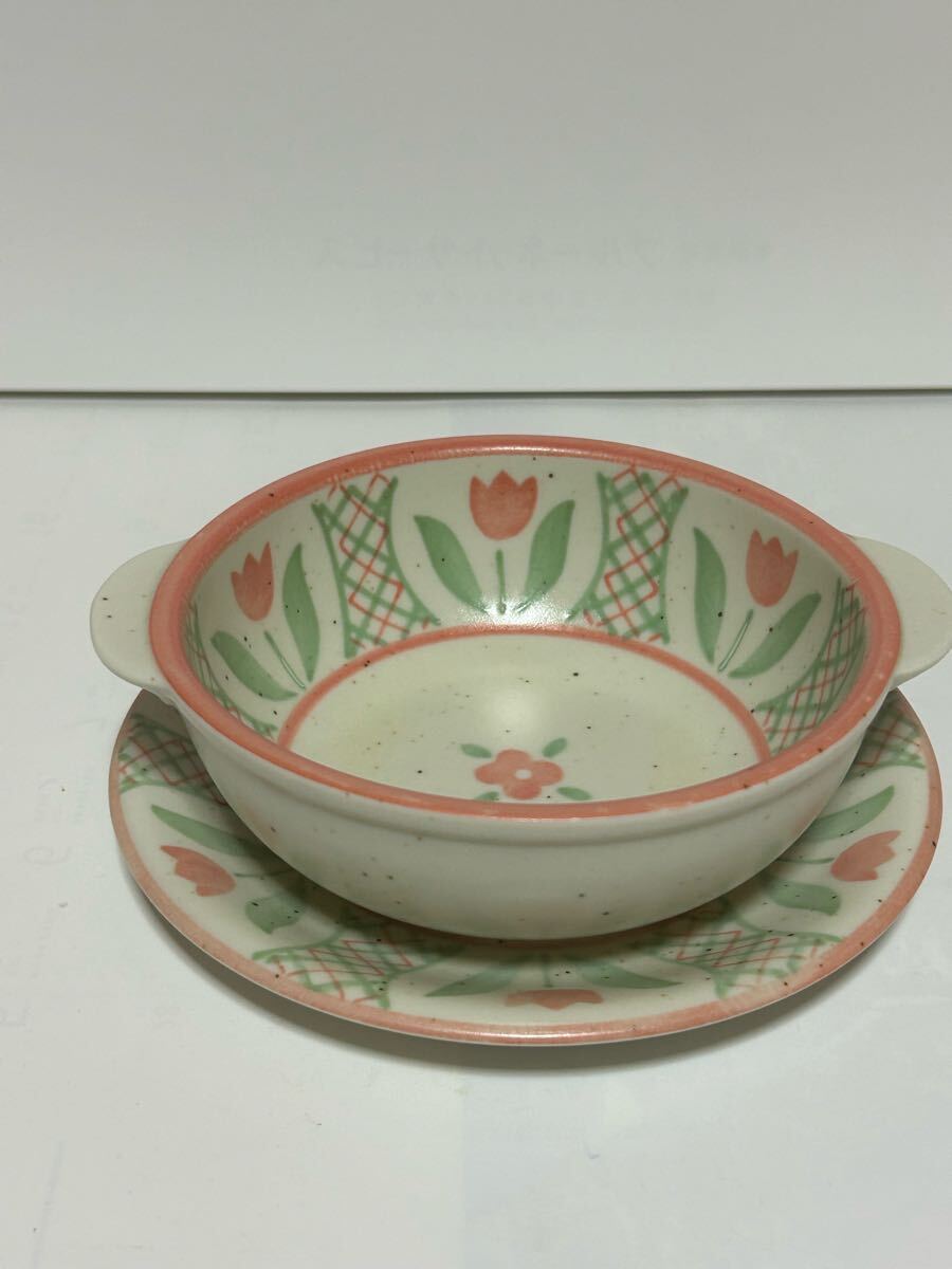 新品未使用 touji 食器セット プレート&スープカップ2点セット中皿お椀雑炊お粥椀拍卖