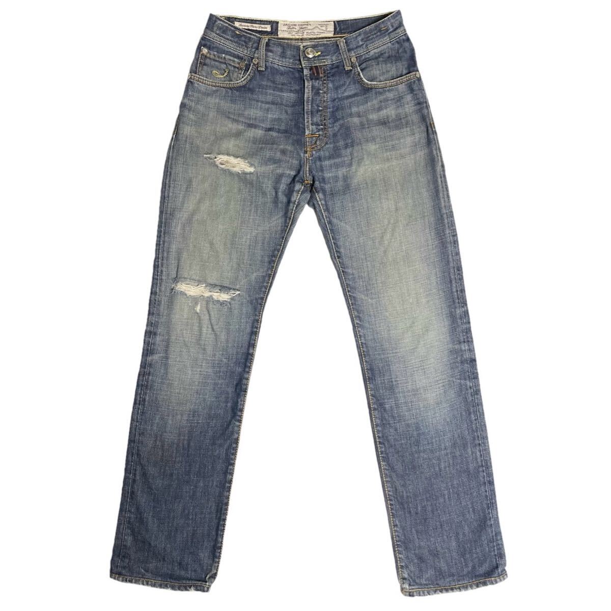 MADE IN ITALY製 JACOB COHEN J610 ダメージデニムパンツ インディゴ W31サイズ ヤコブコーエン イタリア製 プレミアムデニム 高級デニム拍卖