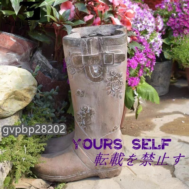 ガーデニング ガーデン雑貨 ガーデンオーナメント 置物 オブジェ 玄関 庭 飾り花鉢 靴型 個性的 アート製品拍卖