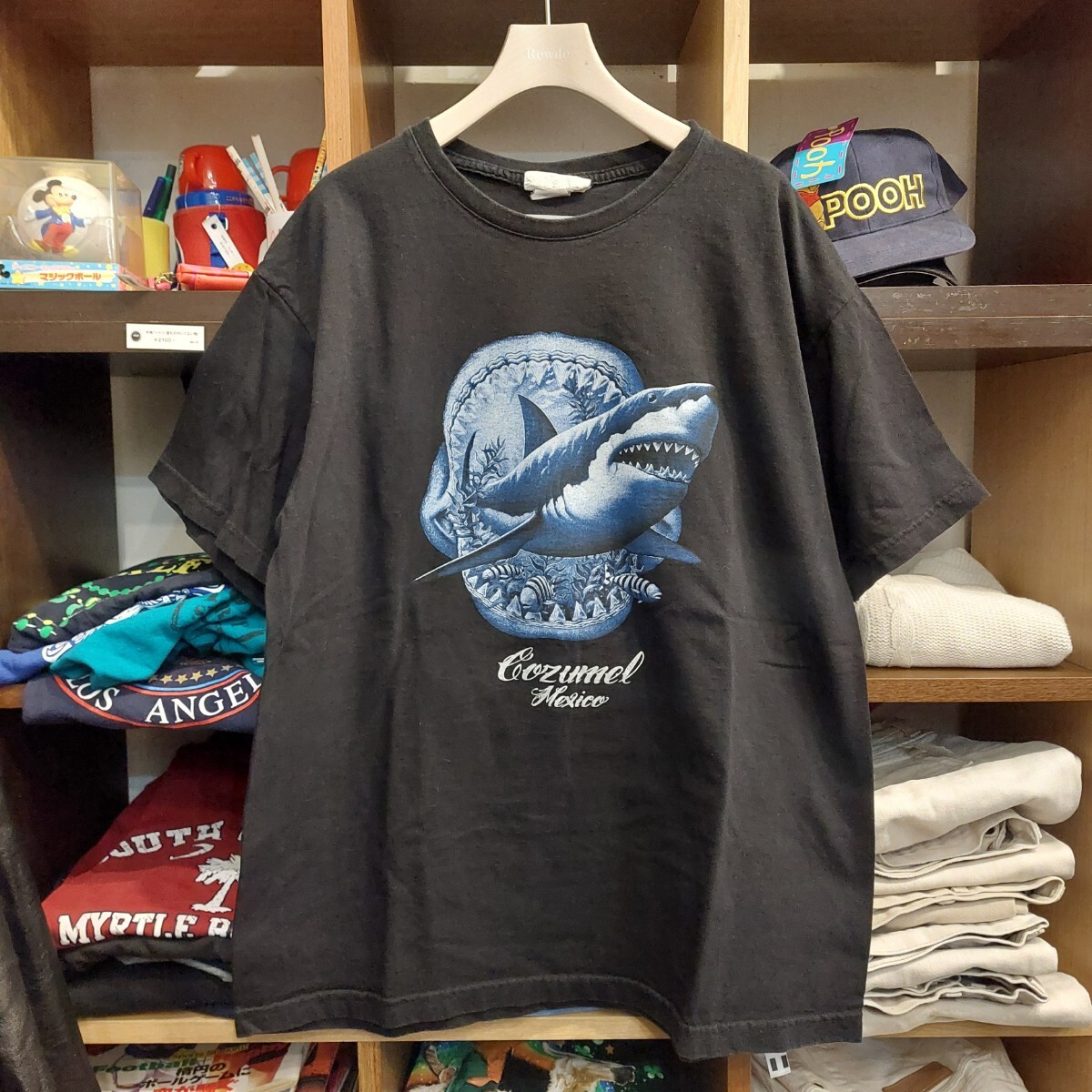 HEURO 魚 シャーク サメ プリントTシャツ 半袖 XL 黒 ブラック 07C1107拍卖