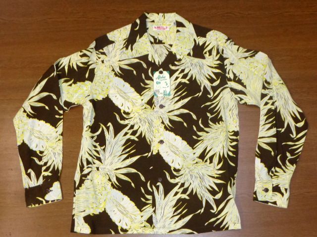 サンサーフ 長袖 アロハ シャツ パイナップル/茶M/SUN SURF SS29403 ISLAND PINEAPPLE/東洋エンタープライズ ハワイアン/ジョン メイグス 拍卖