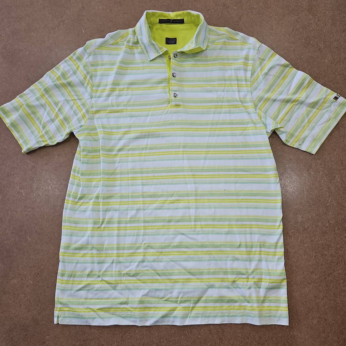 ナイキゴルフ TWポロシャツ(白×黄緑)Lサイズ拍卖