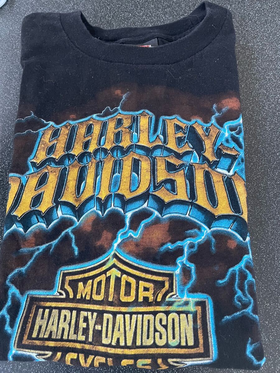 ハーレーダビッドソン 半袖Tシャツ プリント Lサイズ 黒 vintage TEE ヴィンテージ 古着 rap tee band tee Tシャツ拍卖