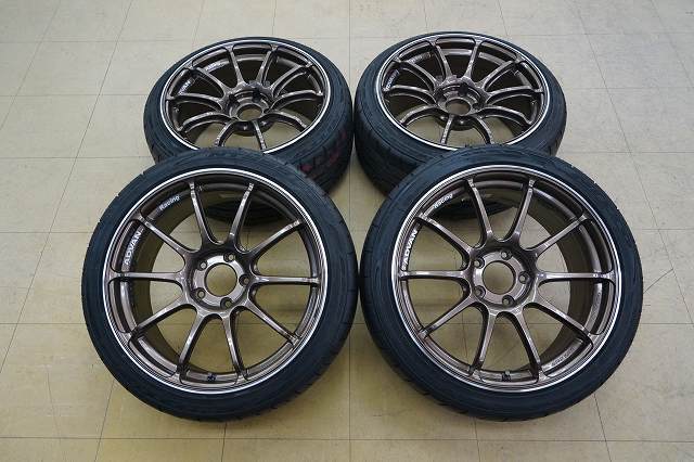 【バリ山 中古 SET】ヨコハマ アドバンレーシング RS3 18インチ 5H114.3 8.5J+45 9.5J+35 引張り JDM USDM拍卖