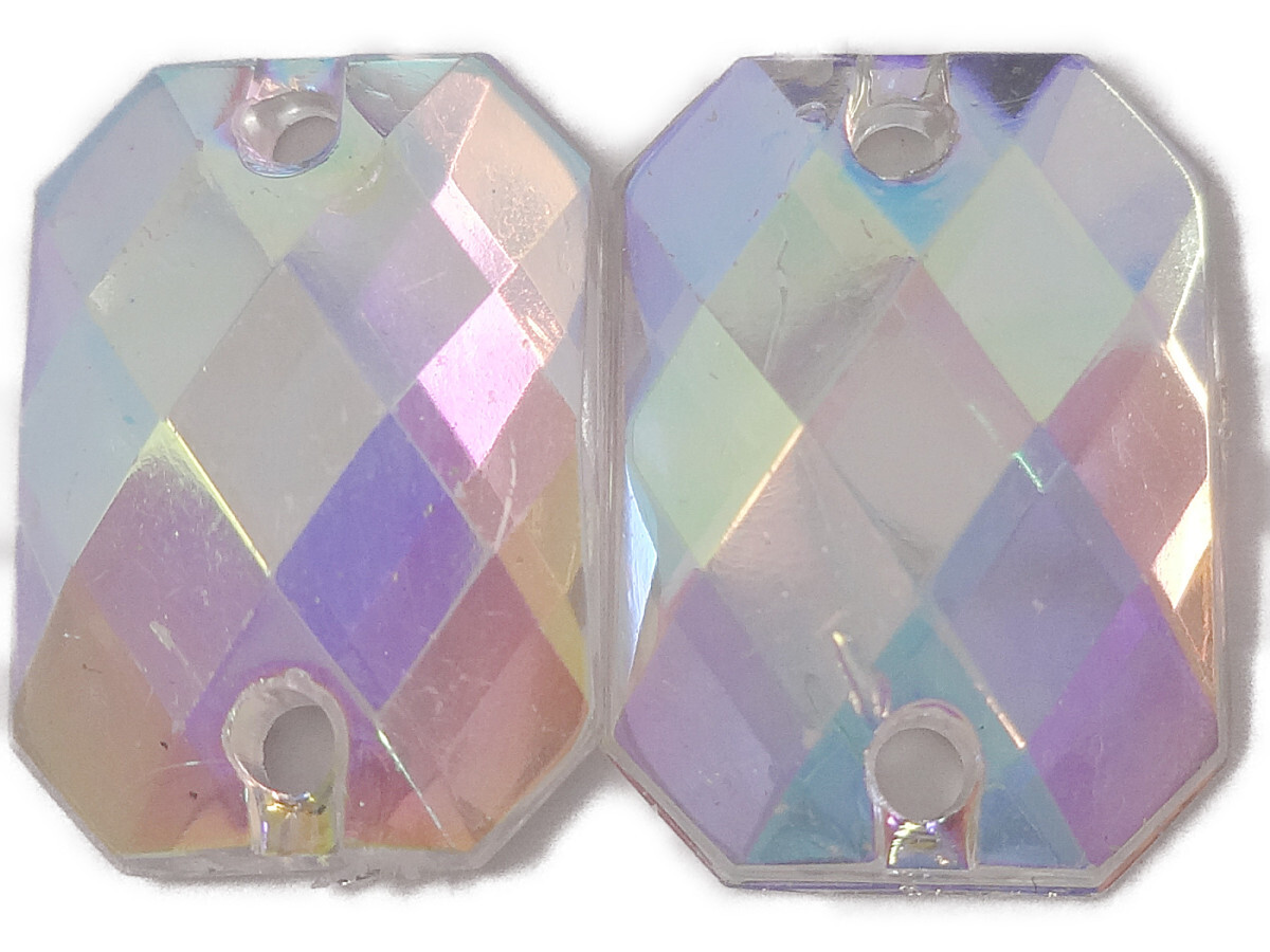 キラリ手芸部 No.2309ビジュー パーツ 手芸用 ソーオン ストーン(アクリル)クリスタルAB(オーロラ)_1.4cm×1.0cm_6個入り拍卖