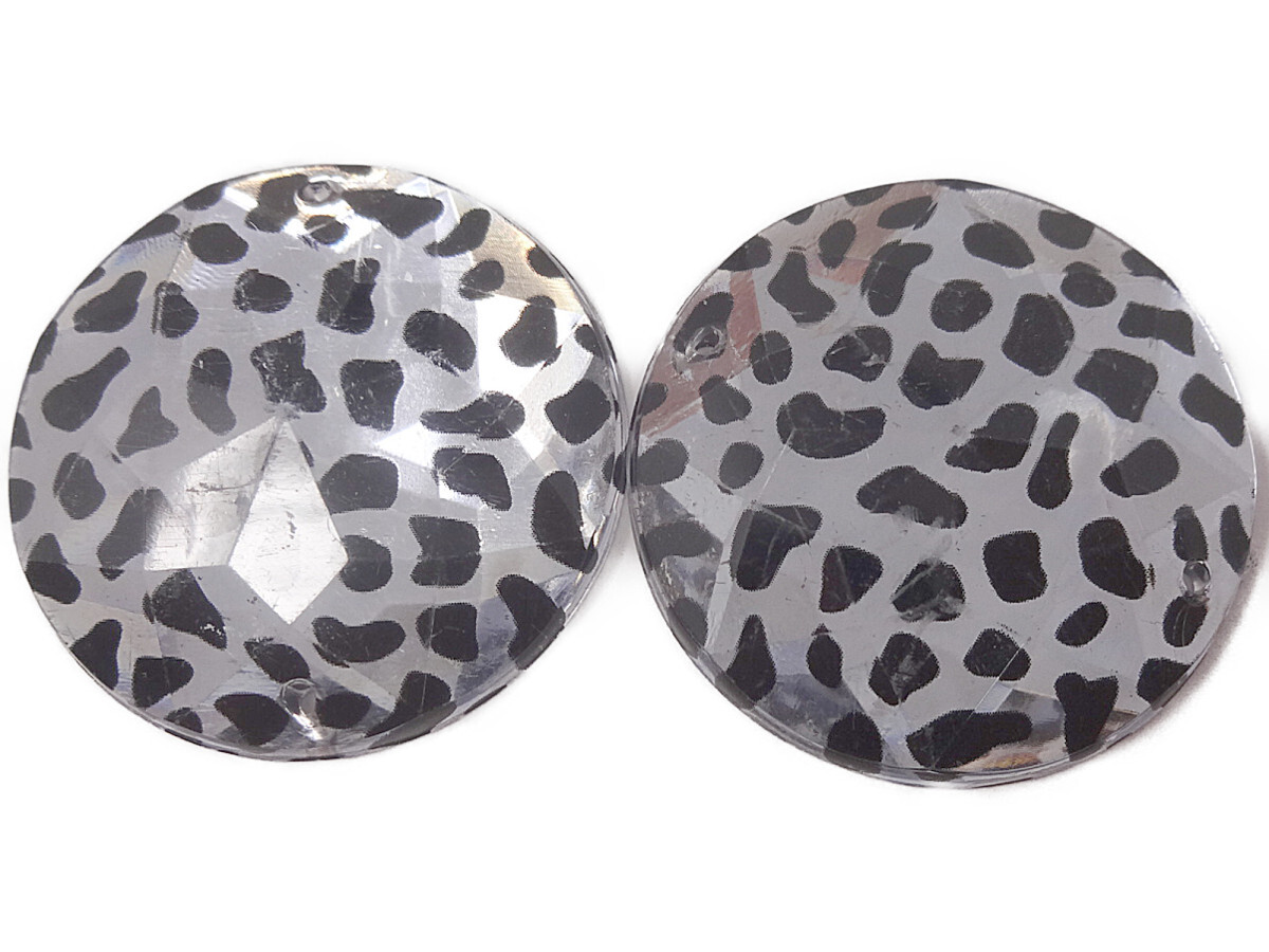 キラリ手芸部 No592ビジュー パーツ 手芸用 ソーオン ストーン(アクリル)レオパード柄(丸)3.0×3.0cm_2個入り【ひょう柄】拍卖