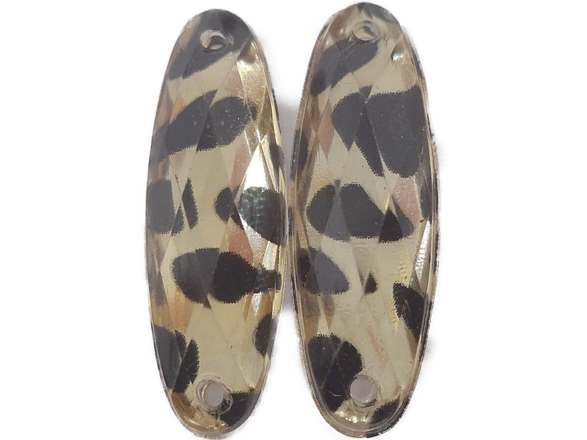 キラリ手芸部 No1134ビジュー パーツ 手芸用 ソーオン ストーン(アクリル)レオパード柄_0.7×2.1cm16個入り拍卖