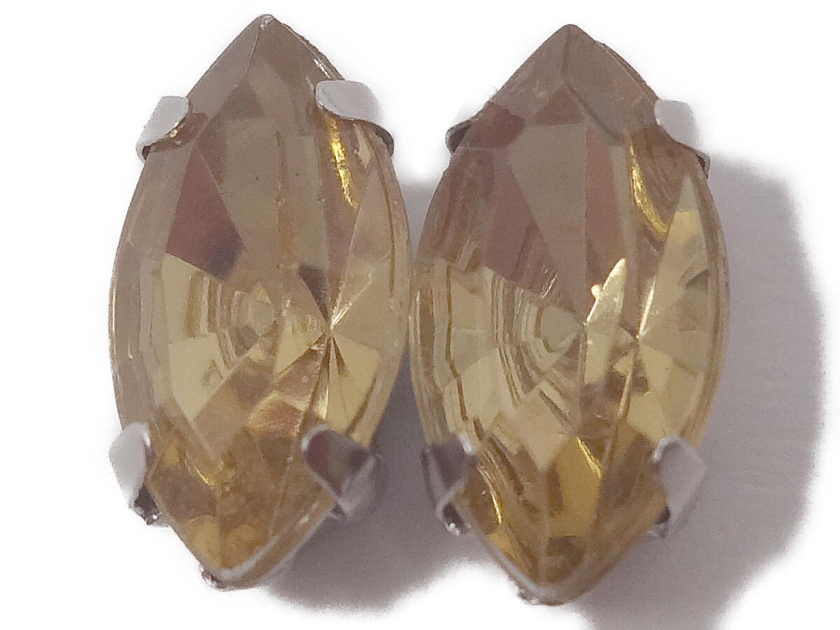 キラリ手芸部 No.2790ビジュー パーツ 手芸用 ツメ有り(アクリル)黄色(イエロー)_1.0×0.5cm_12個入り拍卖