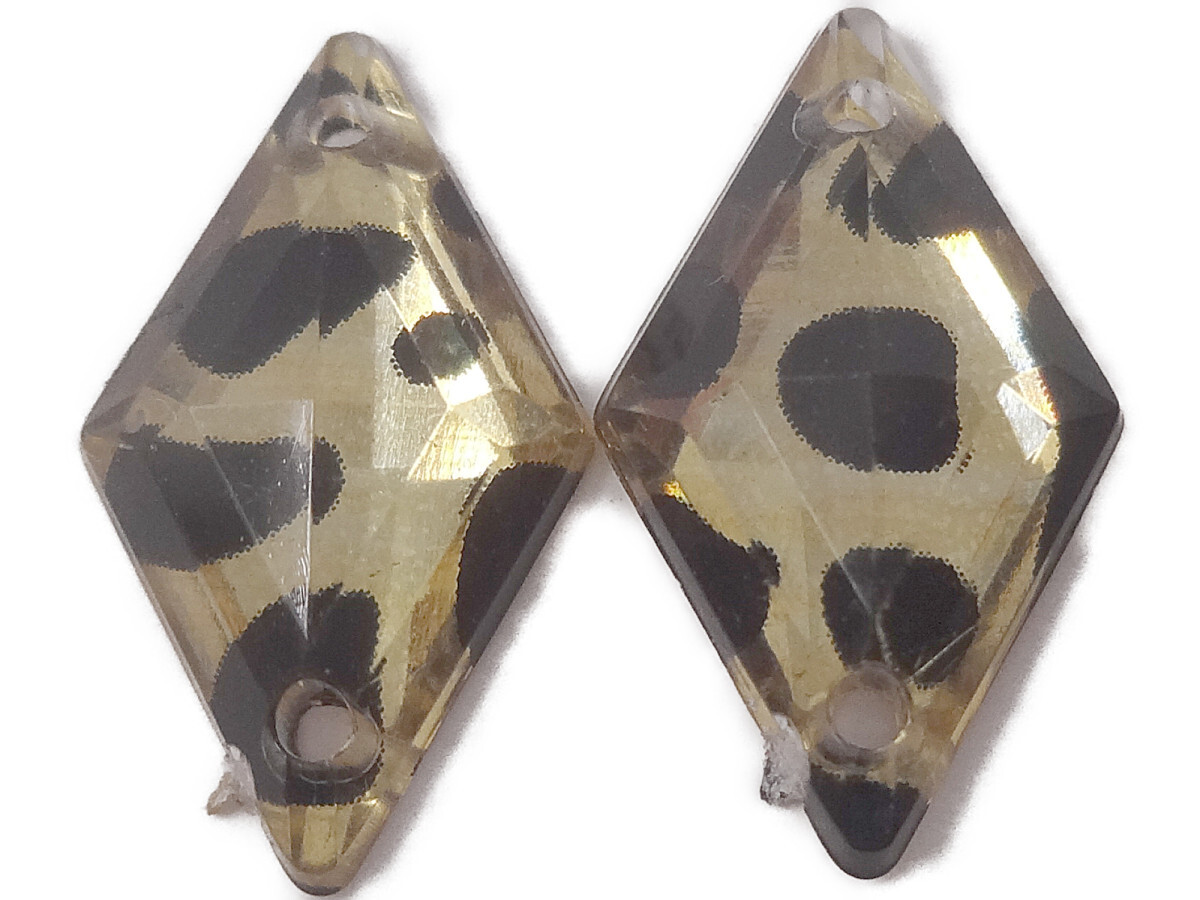 キラリ手芸部 No648ビジュー パーツ 手芸用 ソーオン ストーン(アクリル)レオパード柄0.9×1.5cm_25個入り拍卖