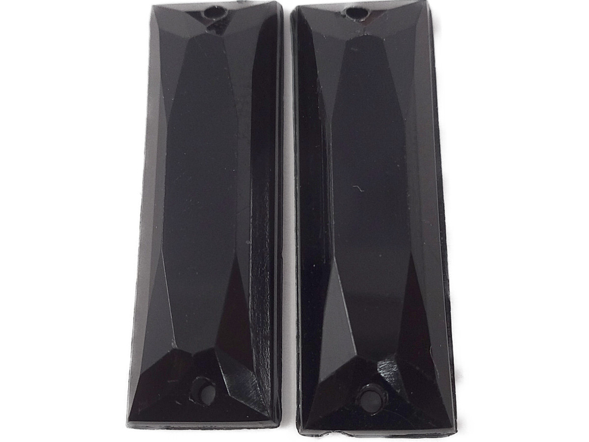 キラリ手芸部 No666ビジュー パーツ 手芸用 ソーオン ストーン(アクリル)黒色(ブラック)0.8×2.4cm_7個入り拍卖