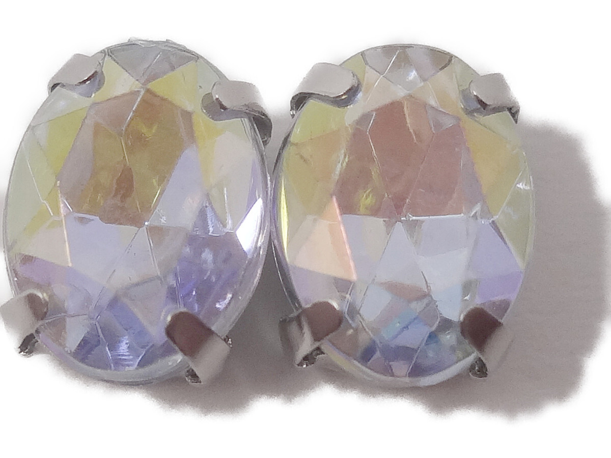 キラリ手芸部 No.1427ビジュー パーツ 手芸用 ツメ有り(アクリル)クリスタル(オーロラ)(楕円)0.8×0.5cm6個入り拍卖