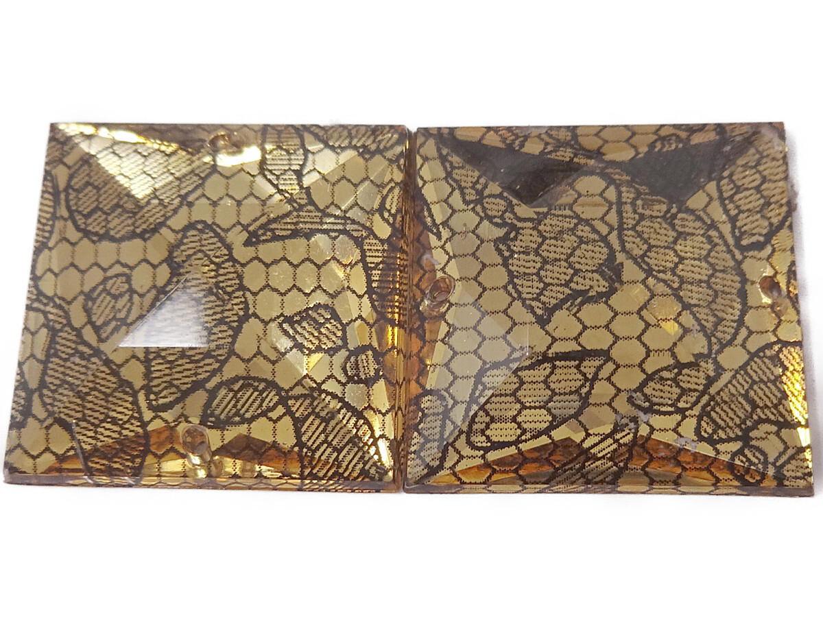 キラリ手芸部 No.2579ビジュー パーツ 手芸用 ソーオン ストーン(アクリル)レオパード柄_2.0×2.0cm_7個入り拍卖