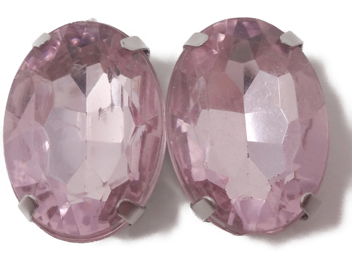 キラリ手芸部 No884ビジュー パーツ 手芸用 ツメ有り(アクリル)ピンク色(楕円)1.2×1.8cm_4個入り拍卖