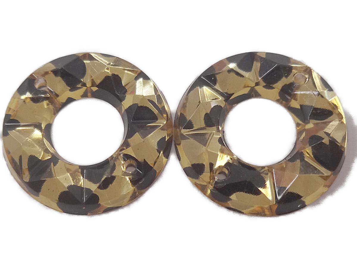 キラリ手芸部 No599ビジュー パーツ 手芸用 ソーオン ストーン(アクリル)レオパード柄1.6×1.6cm_10個入り【ひょう柄】拍卖