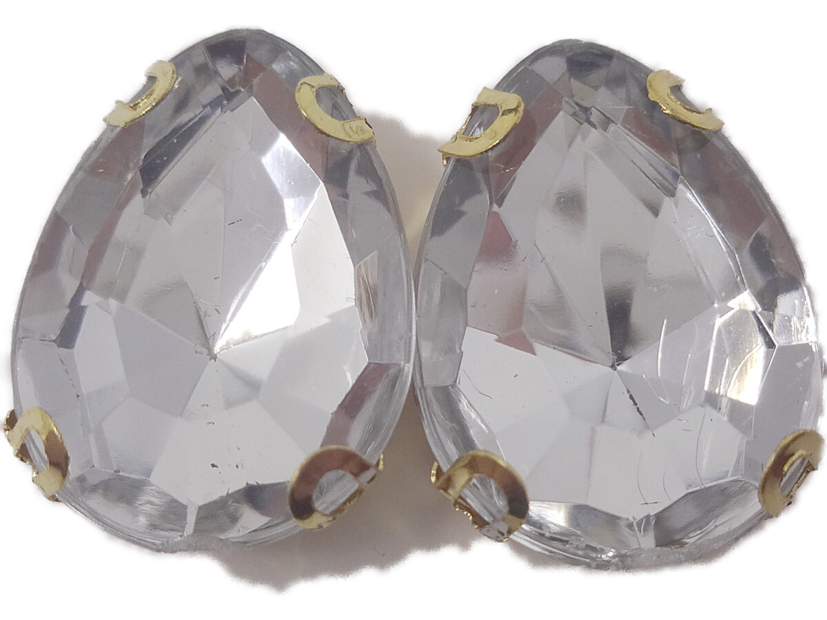 キラリ手芸部 No.2238_ビジュー パーツ 手芸用 ツメ有り(アクリル)クリスタル1.4×1.8cm_3個入り拍卖