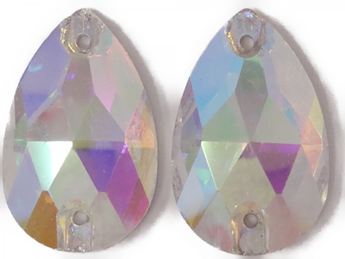 キラリ手芸部 No.6219手芸用ビジュー パーツ ソーオン ストーン(ガラスビーズ ラインストーン)クリスタルAB_1.6cm×2.5cm_6個入り拍卖