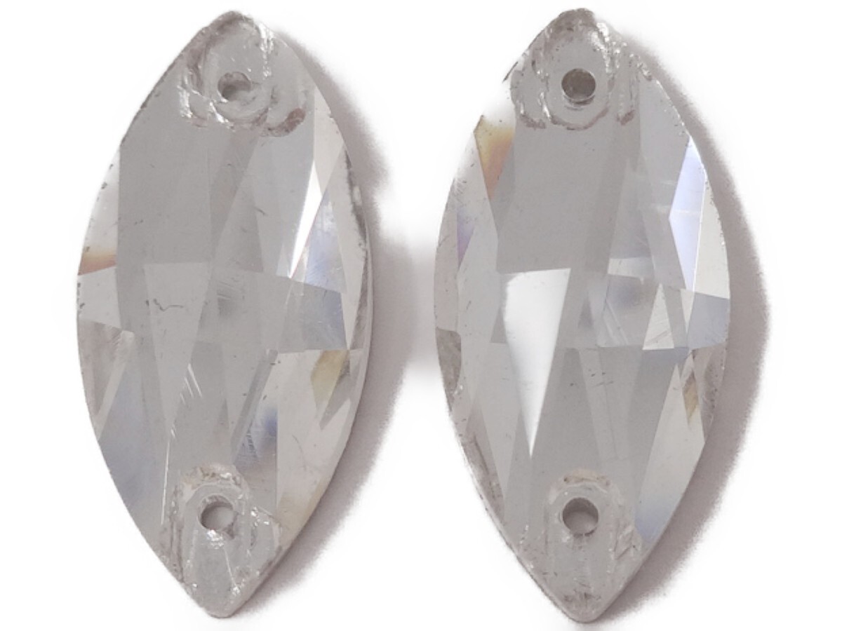 キラリ手芸部 No.6268手芸用ビジュー パーツ ソーオン ストーン(ガラスビーズ ラインストーン)クリスタル_1.1cm×2.4cm_7個入り拍卖