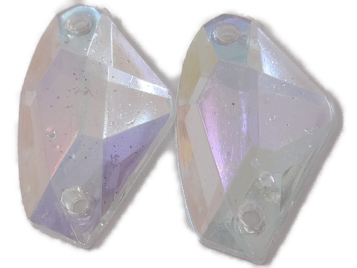 キラリ手芸部 No.2323ビジュー パーツ 手芸用 ソーオン ストーン(アクリル)クリスタルAB(オーロラ)_2.0cm×1.1cm_6個入り拍卖