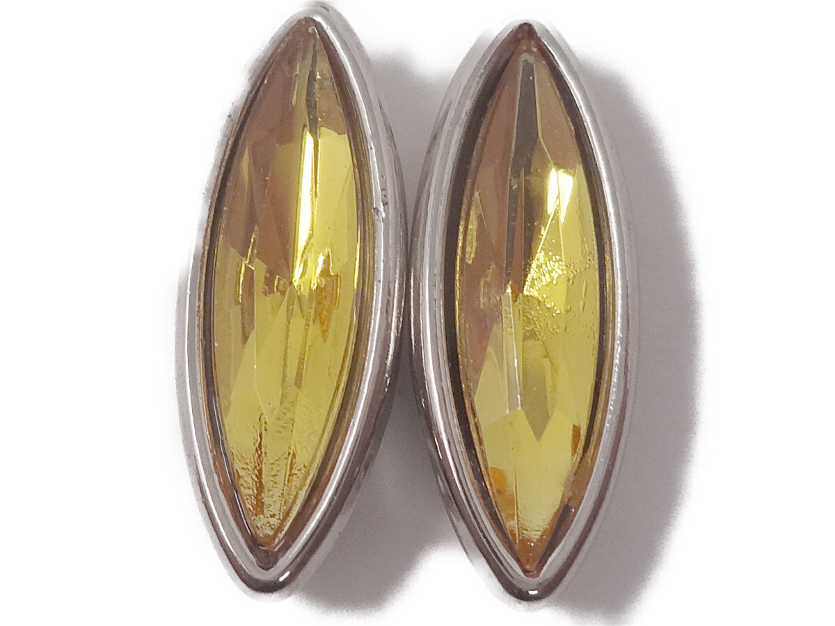 キラリ手芸部 No.1826ビジュー パーツ 手芸用 ツメ有り(アクリル)黄色(イエロー)0.6×1.7cm_4個入り拍卖