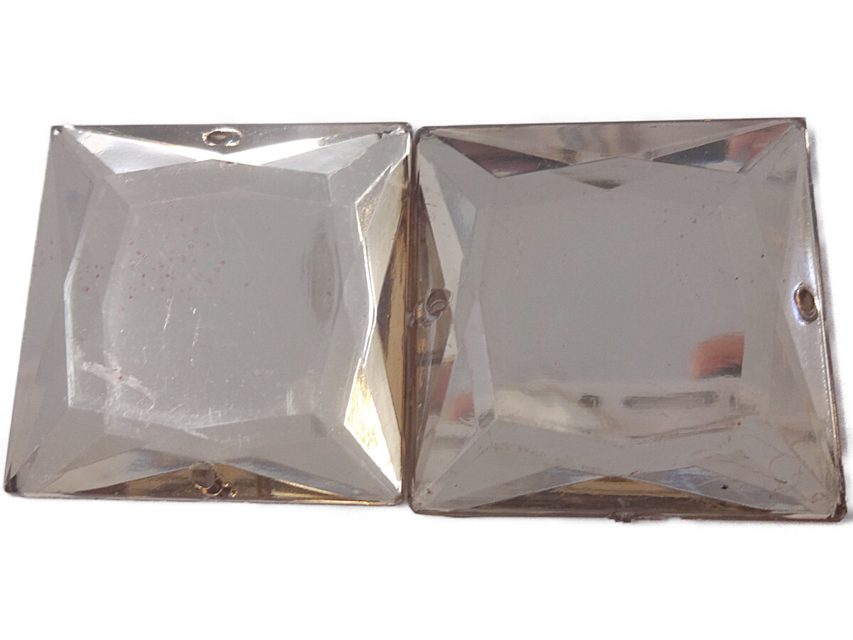 キラリ手芸部 No.3763ビジュー パーツ 手芸用 ソーオン ストーン(アクリル)茶色(ブラウン)(四角)3×3cm_2個入り拍卖