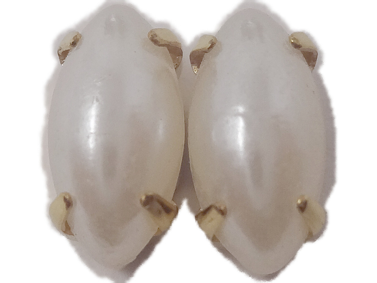 キラリ手芸部 No.3783ビジュー パーツ 手芸用 ツメ有り(アクリル)パール風0.5×1.0cm_6個入り拍卖