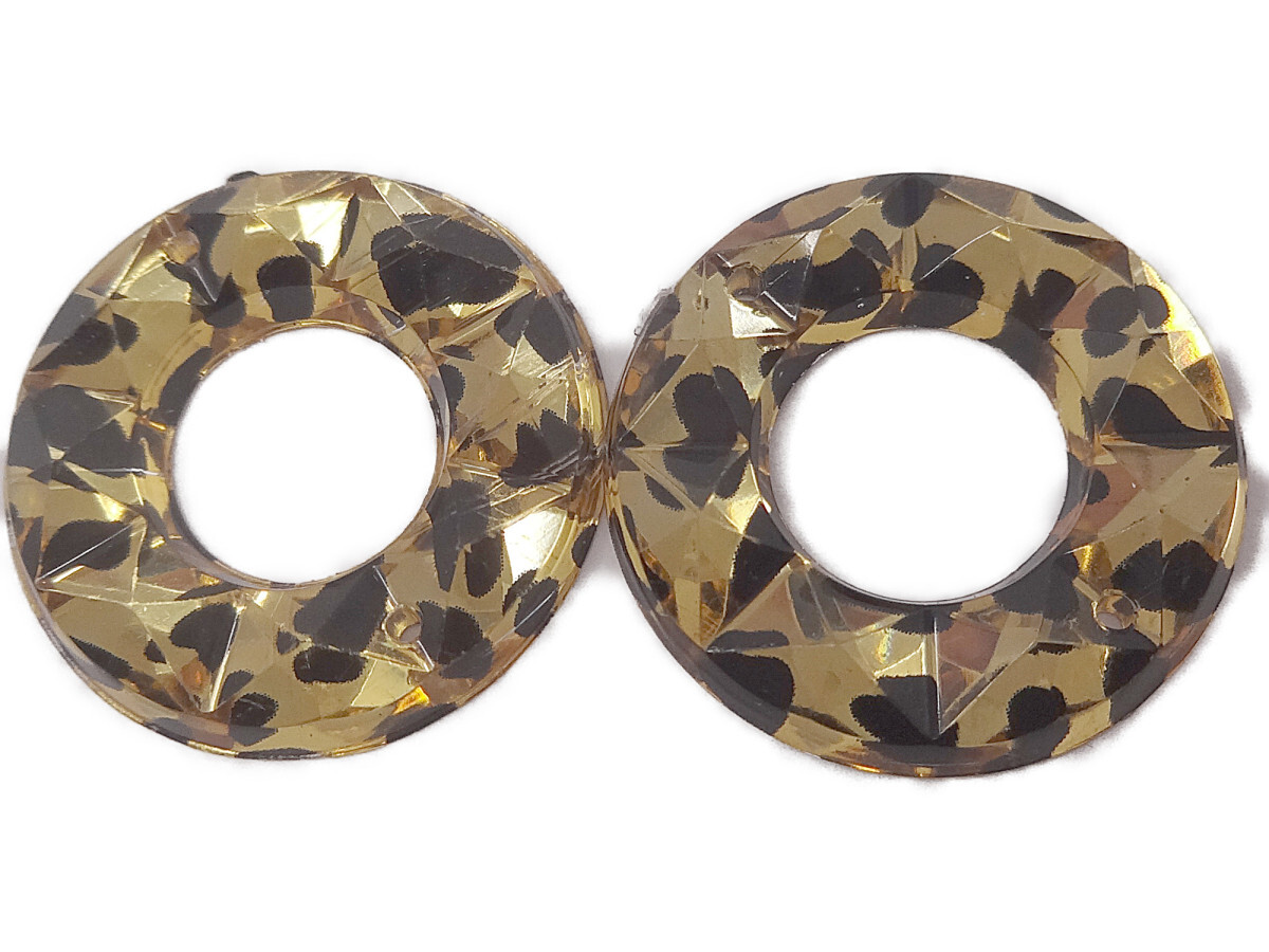 キラリ手芸部 No644ビジュー パーツ 手芸用 ソーオン ストーン(アクリル)レオパード柄(リング型)2.1×2.1cm_6個入り拍卖