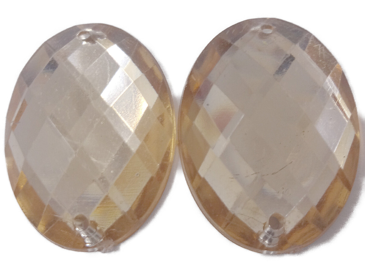 キラリ手芸部 No.3761ビジュー パーツ 手芸用 ソーオン ストーン(アクリル)黄色(イエロー)1.7×2.3cm_6個入り拍卖