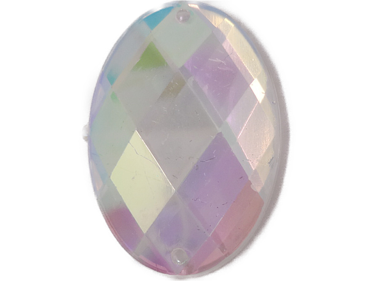 キラリ手芸部 No.6430 手芸用ビジュー パーツ ソーオン ストーン クリスタルAB(オーロラ) 楕円形 2.1cm×3cm_1個入り( 縫い付け)拍卖