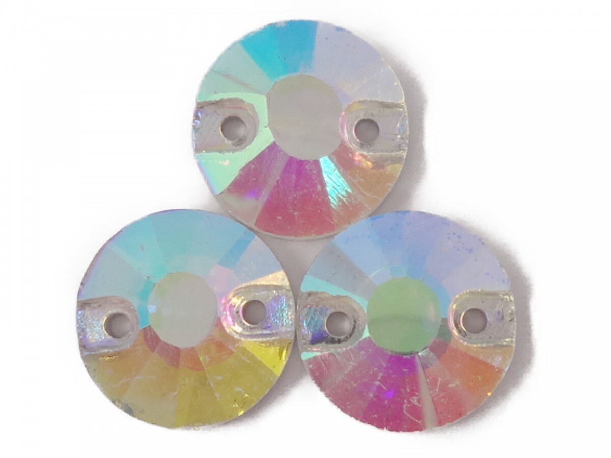 キラリ手芸部 No.6073-sビジュー パーツ 手芸用 ソーオン ストーン(ガラスビーズ)クリスタルAB(オーロラ)_1.0cm×1.0cm_14個入り拍卖