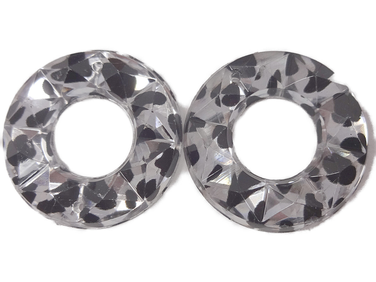 キラリ手芸部 No.3716ビジュー パーツ 手芸用 ソーオン ストーン(アクリル)レオパード柄(リング型)2.1×2.1cm_6個入り【ひょう柄】拍卖