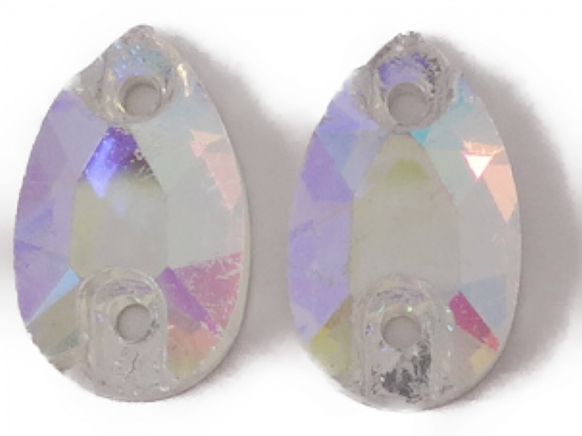 キラリ手芸部 No.6217手芸用ビジュー パーツ ソーオン ストーン(ガラスビーズ ラインストーン)クリスタルAB_0.6cm×1.0cm_16個入り拍卖