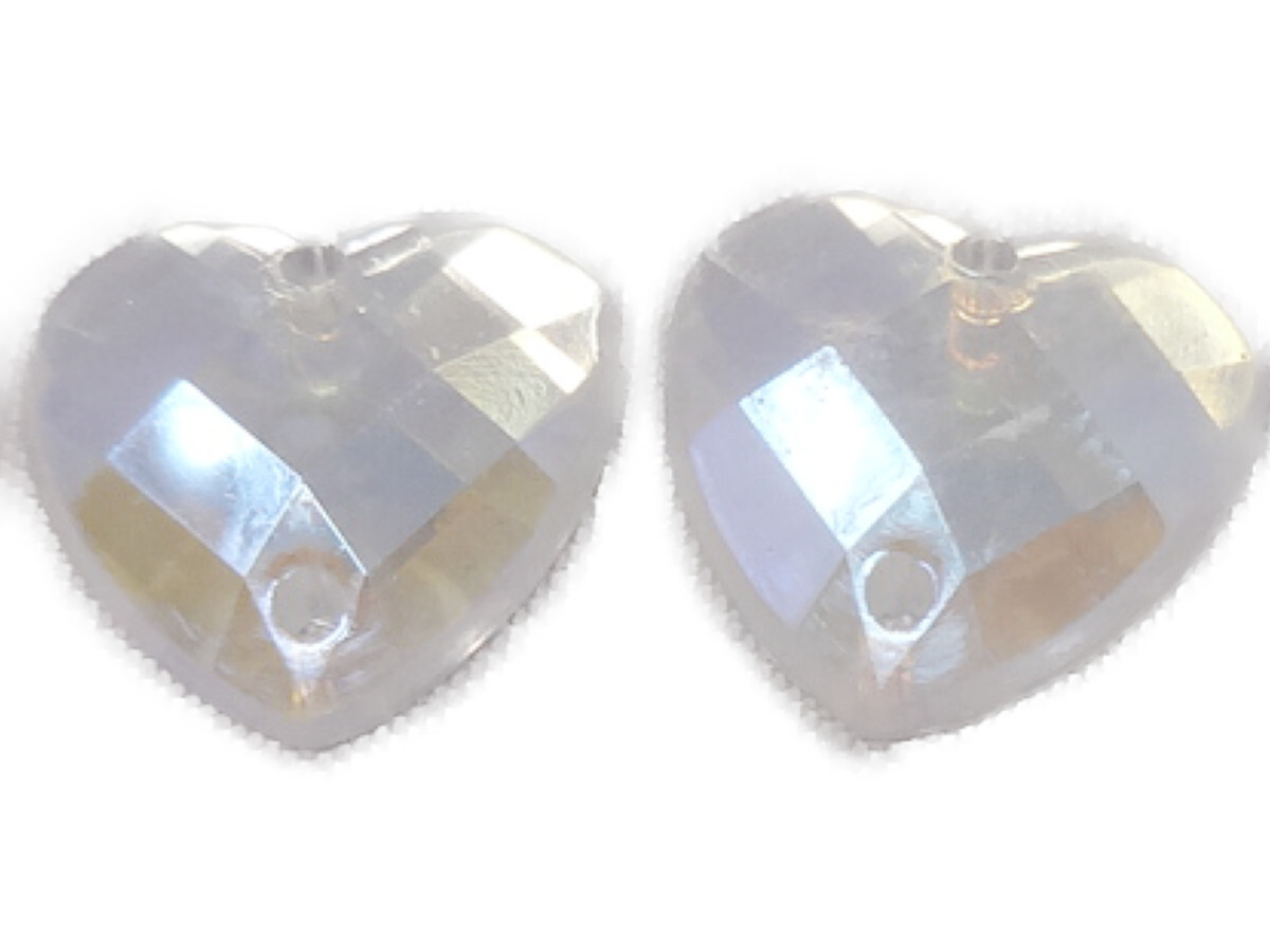 キラリ手芸部 No.3945ビジュー パーツ 手芸用 ソーオン ストーン(アクリル)クリスタルAB(オーロラ)(ハート型) 1.0×1.0cm_15個入り拍卖