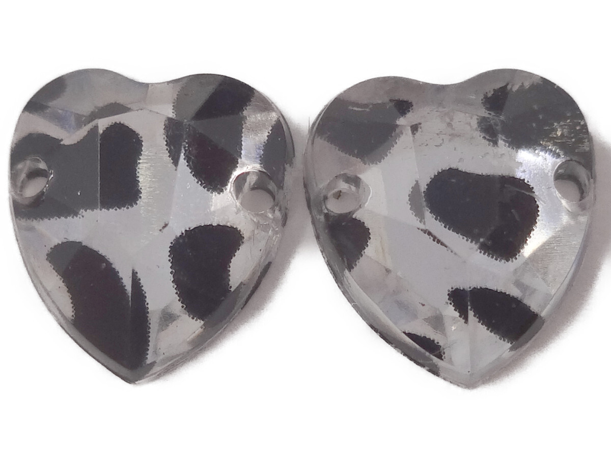 キラリ手芸部 No.840ビジュー パーツ 手芸用 ソーオン ストーン(アクリル)レオパード柄(ハート型)0.9×0.9cm_25個入り拍卖