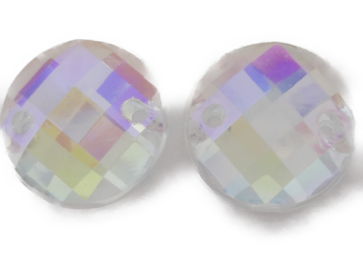 キラリ手芸部 No.6348手芸用ビジュー パーツ ソーオン ストーン(アクリル)クリスタルAB(オーロラ) 円形 1cm×1cm_8個入り( 縫い付け)拍卖