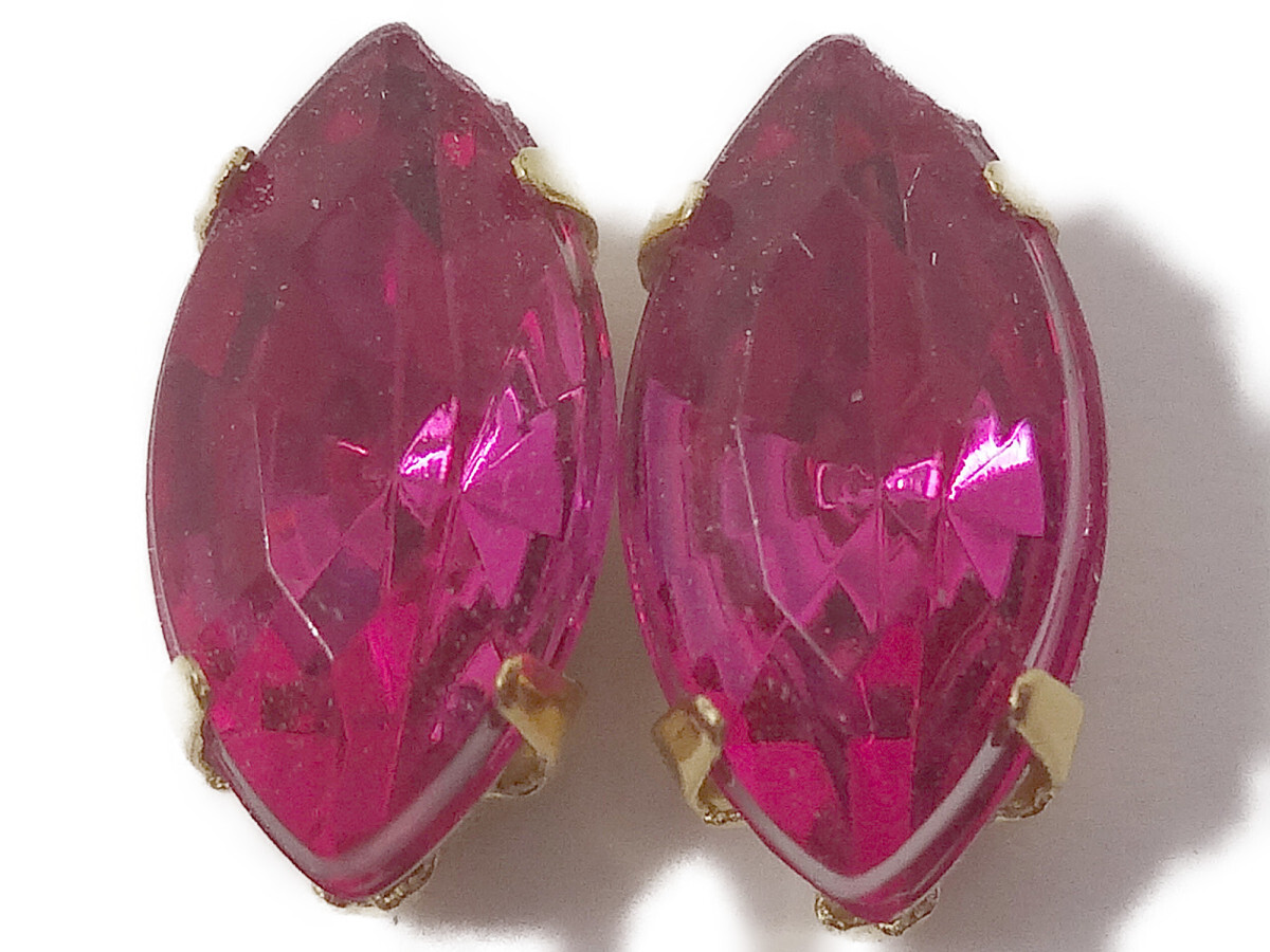 キラリ手芸部 No.3563ビジュー パーツ 手芸用 ツメ有り(アクリル)ピンク色 0.5×1.0cm_10個入り拍卖