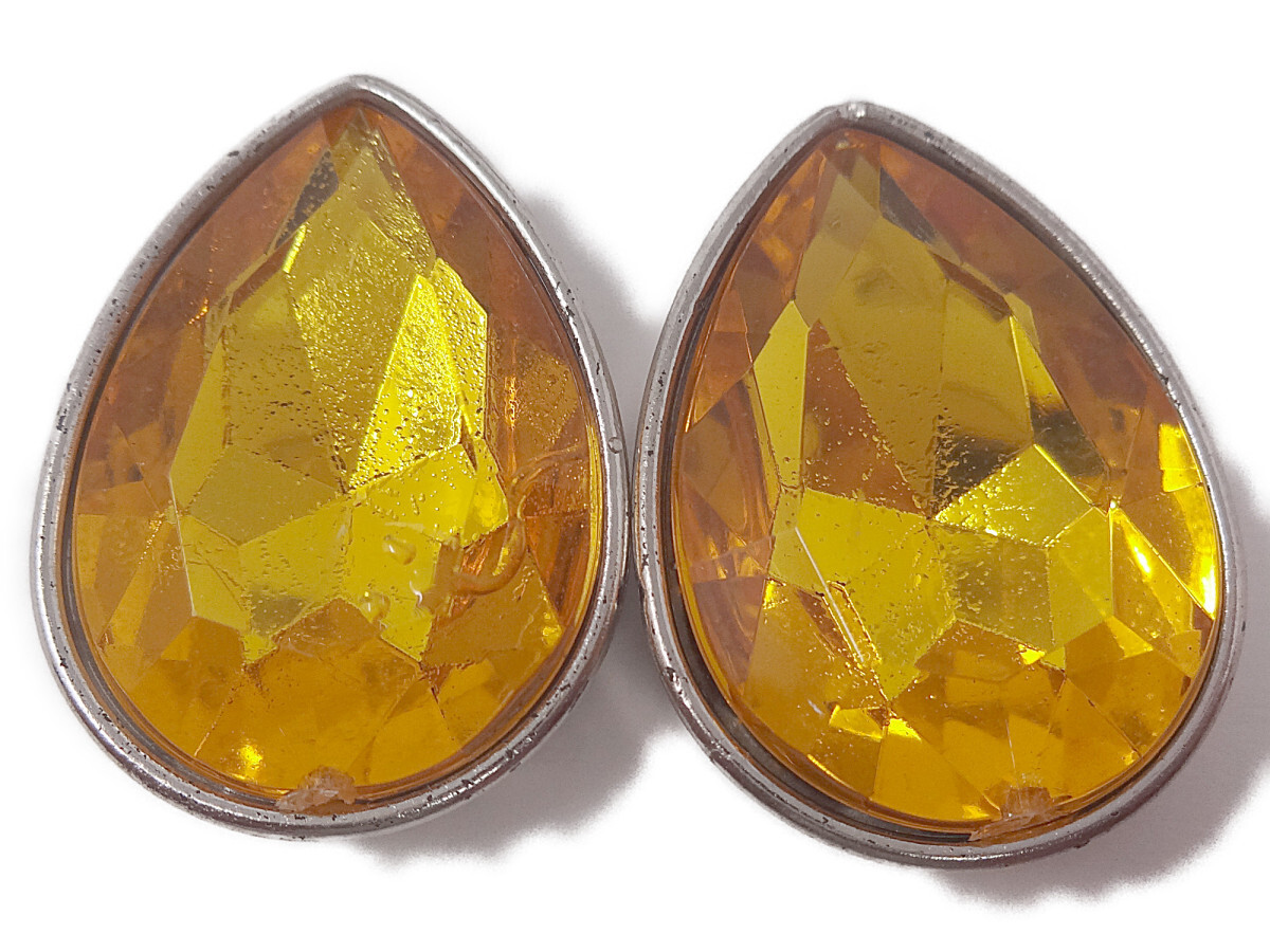 キラリ手芸部 No.3938ビジュー パーツ 手芸用 ツメ有り(アクリル)_黄色_2.0×2.5cm_2個入り拍卖