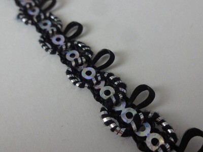 キラリ手芸部 No.3137スパンコールブレード 手芸用_黒色(ブラック)幅1cm×長さ3m巻き シークイン sequin拍卖