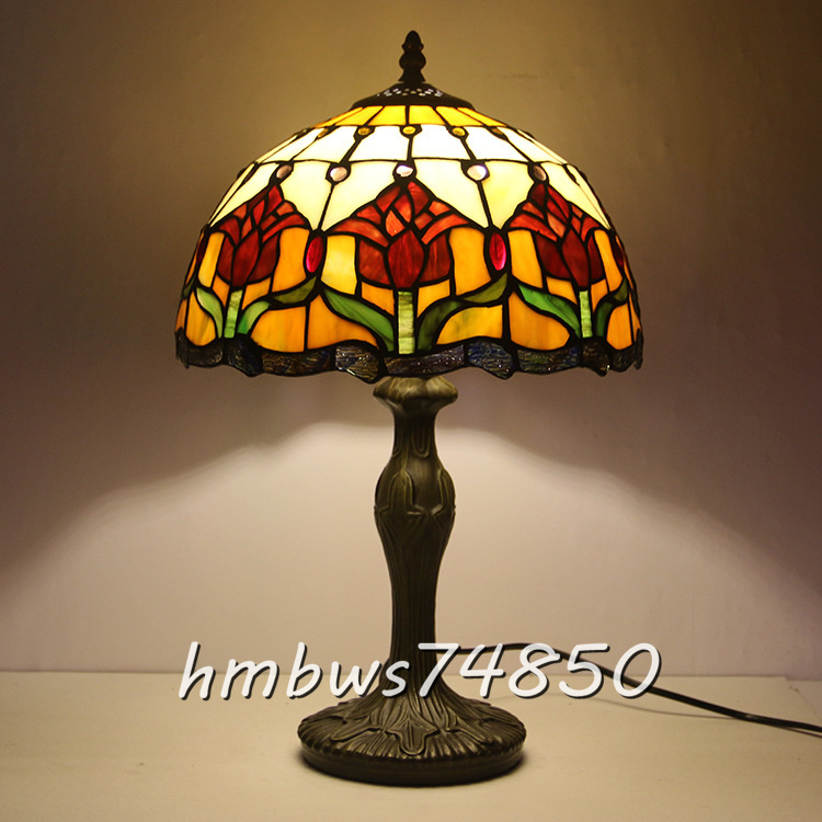 稀少品◆芸術品ステンドランプ ステンドグラス アンティーク 花柄 レトロな雰囲気がおしゃれ ティファニー デスクライト 照明 リビング拍卖