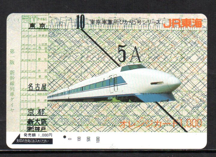 使用済 100系新幹線 新幹線列車ダイヤ JR東海 オレンジカード拍卖