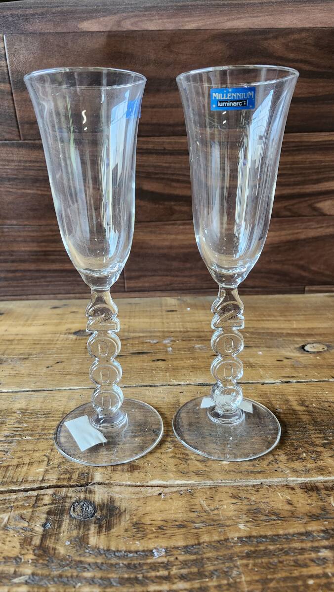 KA.25 ★未使用 luminarc ミレニアム ワイングラス 2000年記念生産★リュミナルク/シャンパン/居酒屋/お店/BAR/お酒/グラス/ガラス/硝子拍卖