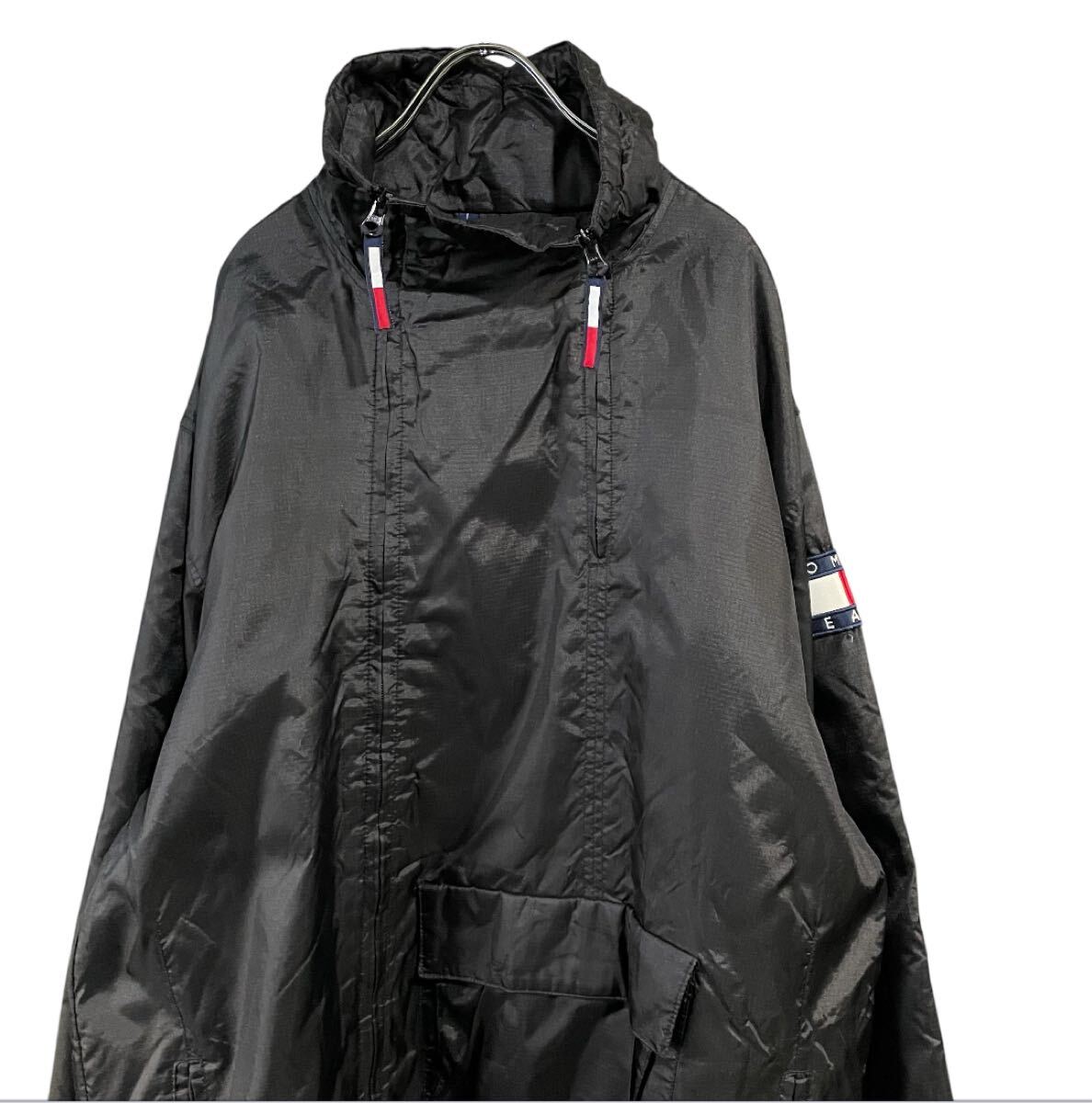90s Tommy jeans ナイロンジャケット リップストップ ブラック テック 古着 vintage ヴィンテージ拍卖