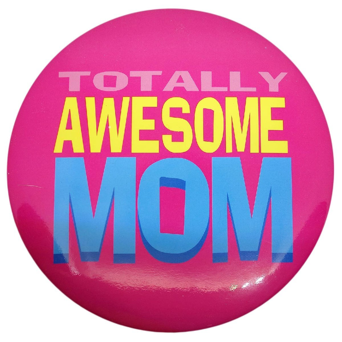 大きい レトロ 缶バッジ TOTALLY AWESOME MOM ドデカ スタンド付き 缶バッチ ピンバッチ拍卖